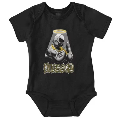 Детский комбинезон с героями мультфильма Urban Popeye Blessed Angel для мальчиков или девочек лицензионного черного цвета
