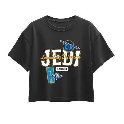 Футболка Jedi с искусственными нашивками и коротким рукавом с квадратным рисунком черного цвета