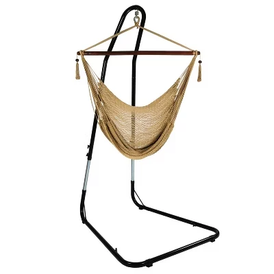 Кресло-гамак Sunnydaze Caribbean с каркасом, бежевое