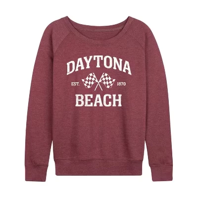 Женская легкая махровая рубашка Daytona Beach с широким вырезом и длинным рукавом с графическим рисунком цвета вереска темно-бордового цвета.