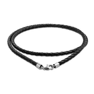 Кожаный шнурок Bling Jewelry плетеный 14–24″, черный