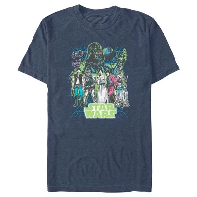 Мужская футболка с неоновой сеткой A New Hope с плакатом 