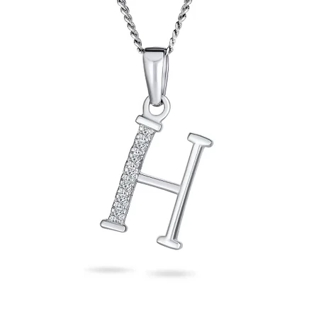 Кулон Bling Jewelry с буквой H, серебро 925, серебристый