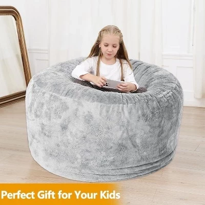 Сменный чехол Bean Bag для взрослых – Мягкий чехол, который можно стирать в машине, подходит для кресел для чтения и диванов для отдыха (наполнитель в комплект не входит) серый