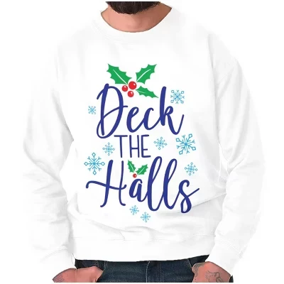 Рождественская толстовка Deck The Halls со снежинками для мужчин или женщин белого цвета
