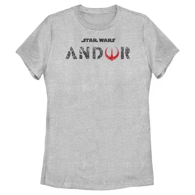 Женская футболка Star Wars Andor с черным логотипом, серый меланж