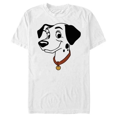 Мужская футболка One Hundred and One Dalmatians Pongo Big Face белого цвета