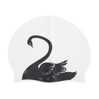 Силиконовая шапочка для плавания с рисунком лебедей, 1 шт., белая