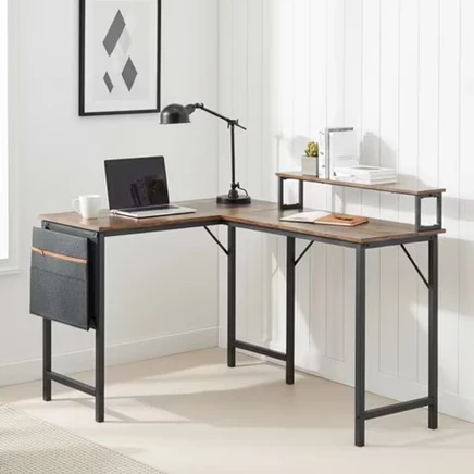 Компьютерный стол FurnitureR L-образный, коричневый