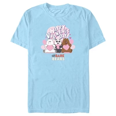 Мужская футболка We Bare Bears «Валентинки», голубая