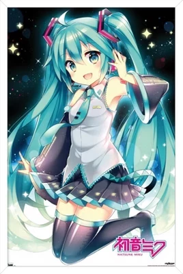 Постер Trends International Miku Smile, рамка белая