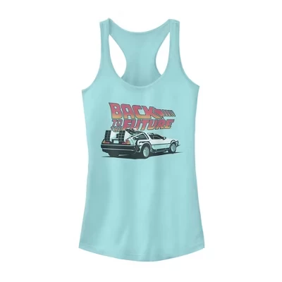 Juniors Womens  DeLorean Bold Cartoon Racerback Tank Top cancun