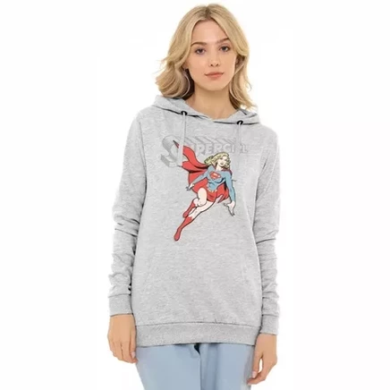 Женское худи Superman Supergirl In Flight, серое