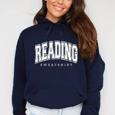 Толстовка для чтения Varsity - женская толстовка с капюшоном с графическим рисунком синего цвета