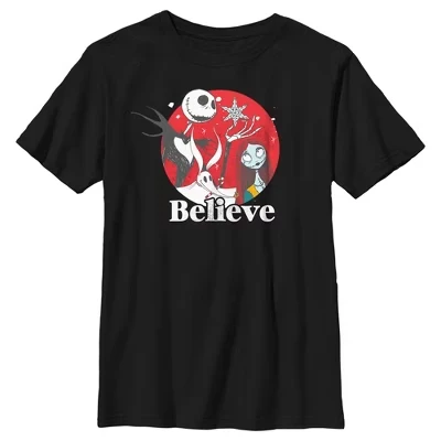 Футболка Boy's Christmas Believe Jack and Sally, черная