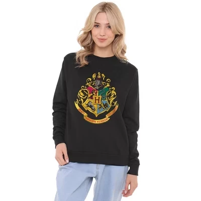 Женская толстовка Hogwarts Crest Crew черного цвета