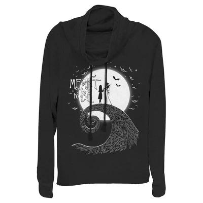 Женская толстовка Juniors Womens Halloween Jack Skellington Sally Meant to Be с капюшоном и круглым вырезом черный