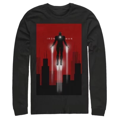 Мужская рубашка с длинным рукавом Iron Man in Flight черного цвета