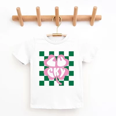 Молодежная футболка в клетку Lucky Clover с коротким рукавом белого цвета