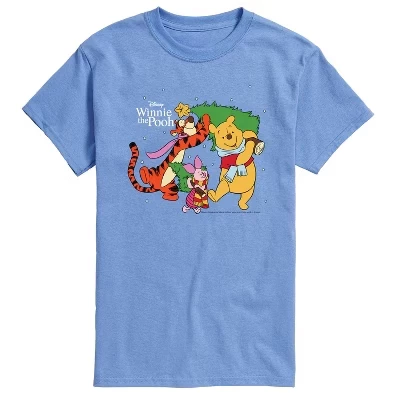 Мужская футболка Winnie the Pooh Christmas, голубая