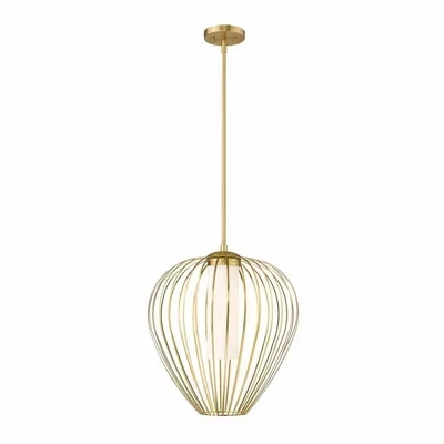 Подвеска Savanti 1-Light - Современная матовая черная сталь с рассеивателем из опалового стекла, золото 18 x 19,5 дюймов