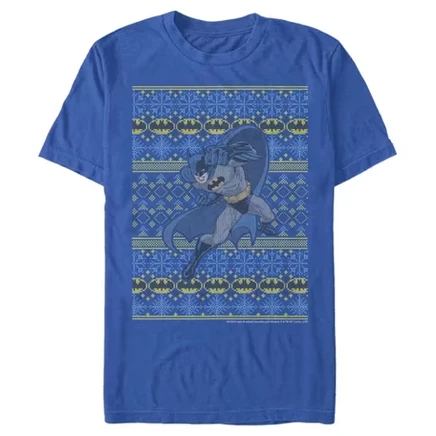 Мужская футболка Batman Ugly Christmas Dark Knight Fist королевского синего цвета