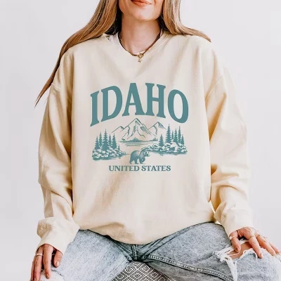 Женская легкая одежда, окрашенная в графический цвет толстовка Idaho Forest Scene белого цвета