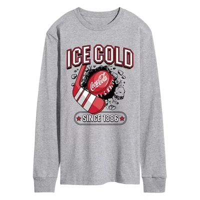Мужская футболка Coca-Cola Ice Cold Hockey с длинным рукавом и графическим рисунком athletic heather
