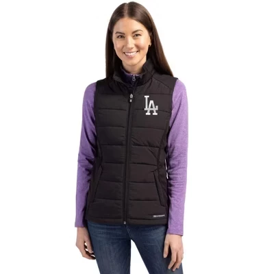 Женский жилет на молнии Los Angeles Dodgers Evoke Hybrid Softshell из переработанного материала черного цвета