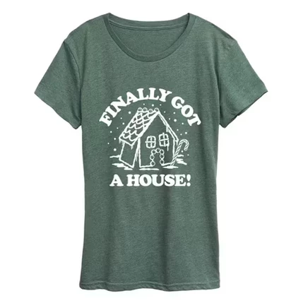 Женская футболка Finally Got a House с коротким рукавом и рисунком heather juniper