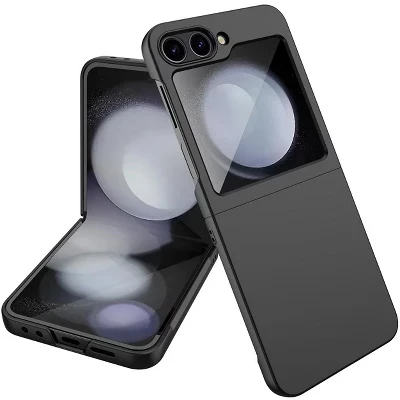 Тонкий чехол для Samsung Galaxy Z Flip 6 / Z Flip 7 FE (2024), Плотная твердая обложка с мягким на ощупь порошковым покрытием черного цвета