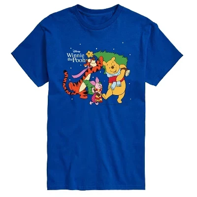Мужская футболка Winnie the Pooh Christmas, синяя