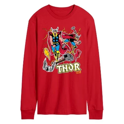 Мужская футболка с длинным рукавом и графическим рисунком в стиле Thor Stickers, красная