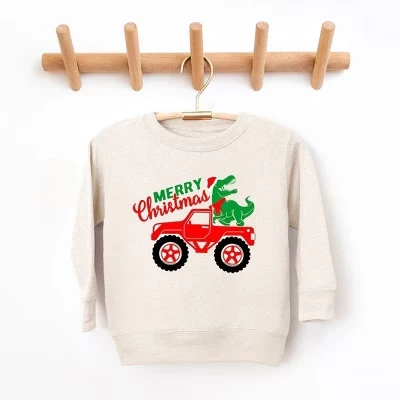 Детский свитшот The Juniper Shop Christmas Dino Truck, экрю