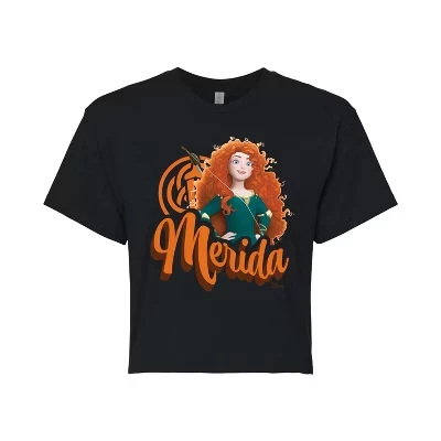 Женская укороченная футболка с рисунком Merida Headshot, черная