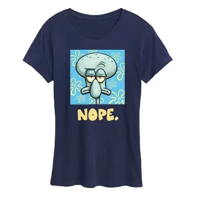 Женская футболка SpongeBob Nope Squidward, темно-синяя