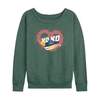 Женская легкая махровая рубашка XOXO Heart с широким вырезом и длинным рукавом с рисунком heather juniper
