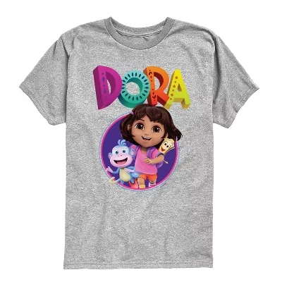 Футболка Athletic Heather с коротким рукавом и графическим принтом для мальчиков - Dora The Explorer с логотипом