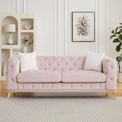 Диван GDFStudio Branik 210 см, бархатный, розовый
