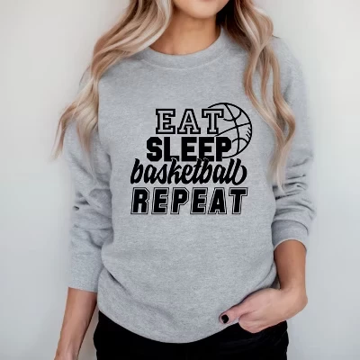 Женская толстовка с рисунком Eat Basketball Sleep Repeat с графитовым мячом