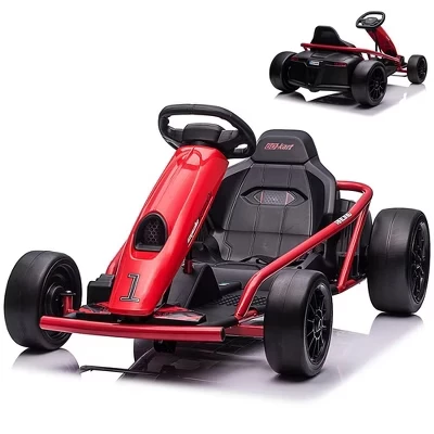 24-Вольтовый детский аттракцион Go Kart - Двигатель мощностью 300 Вт x2, скорость 8 миль в час, функция дрифта, медленный старт и ремень безопасности, вместимость 180 фунтов, Возраст 8-12 лет, синий