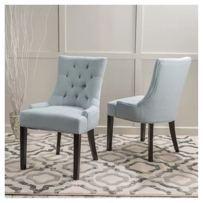 Set of 2 Hayden Tufted Dining Chairs - light sky