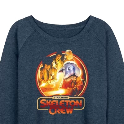 Женская рубашка Skeleton Crew Retro Circle из легкого французского махрового материала с широким вырезом и длинным рукавом с графическим рисунком heather indigo
