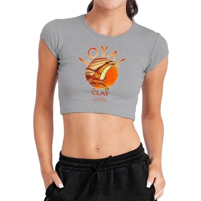 Women's Wings of Fire Loyal Like Clay Cap Sleeve Baby Rib Crop Top athletic heather