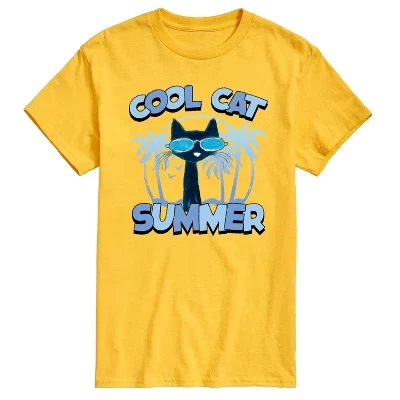 Мужская летняя футболка с коротким рукавом и рисунком Cool Cat, желтая