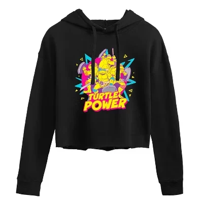 Женская укороченная худи Teenage Mutant Ninja Turtles Turtle Power 90S, черная