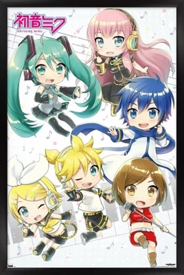 Постер в раме Trends International Hatsune Miku Chibi, черный