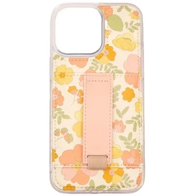 Чехлы Чехол для телефона iPhone 12 Pro с бумажником и ремешком для пальцев boho blossoms