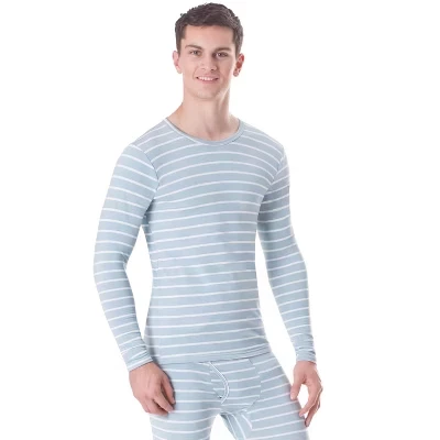 Мужские термо-топы Базовый слой, топ на флисовой подкладке, Рубашка Long John Underwear, без бирки, Утепленная для лыжного спорта На открытом воздухе, Пижама в полоску из морской пены