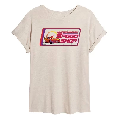 Женская футболка Lightning McQueen Speed Shop оверсайз с графическим рисунком birch